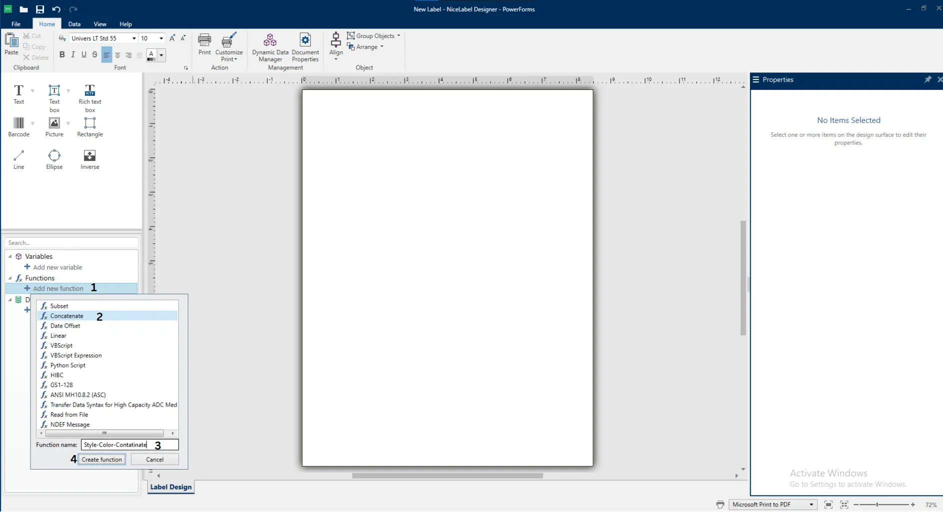 create Function Step 1