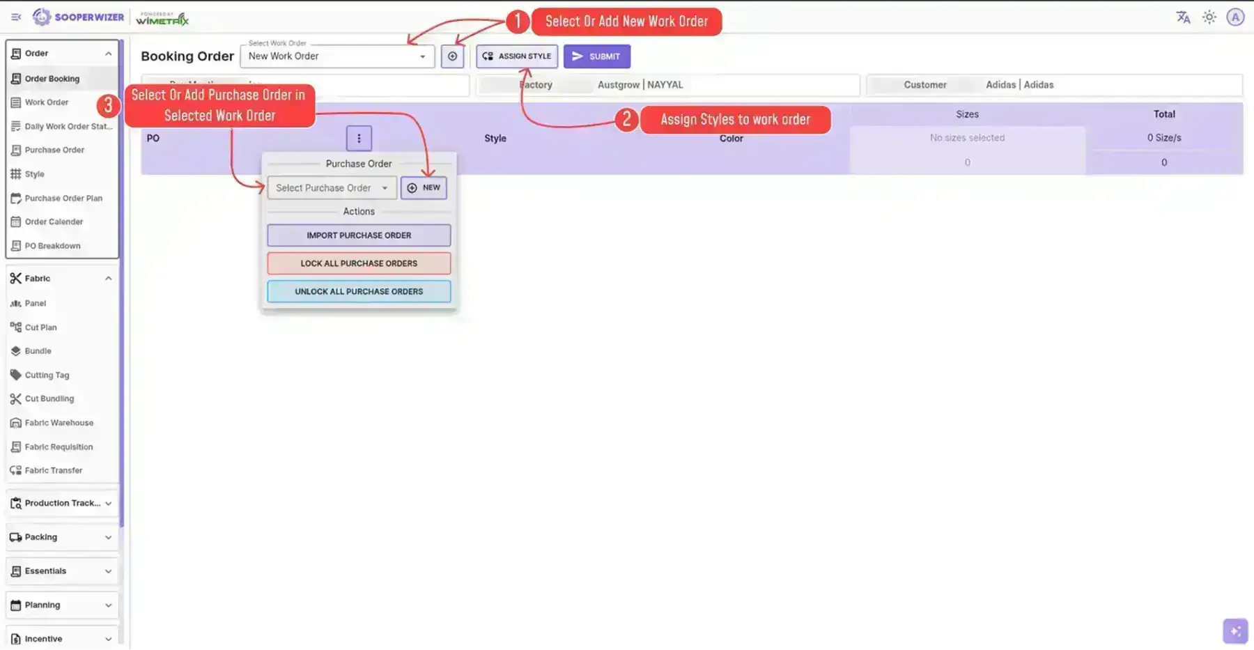 Order Booking Screen 1