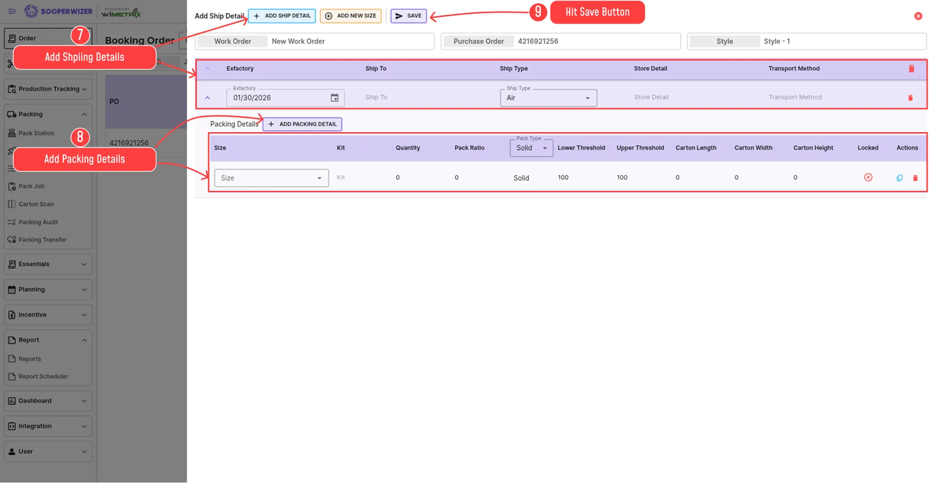 Order Booking Screen 1